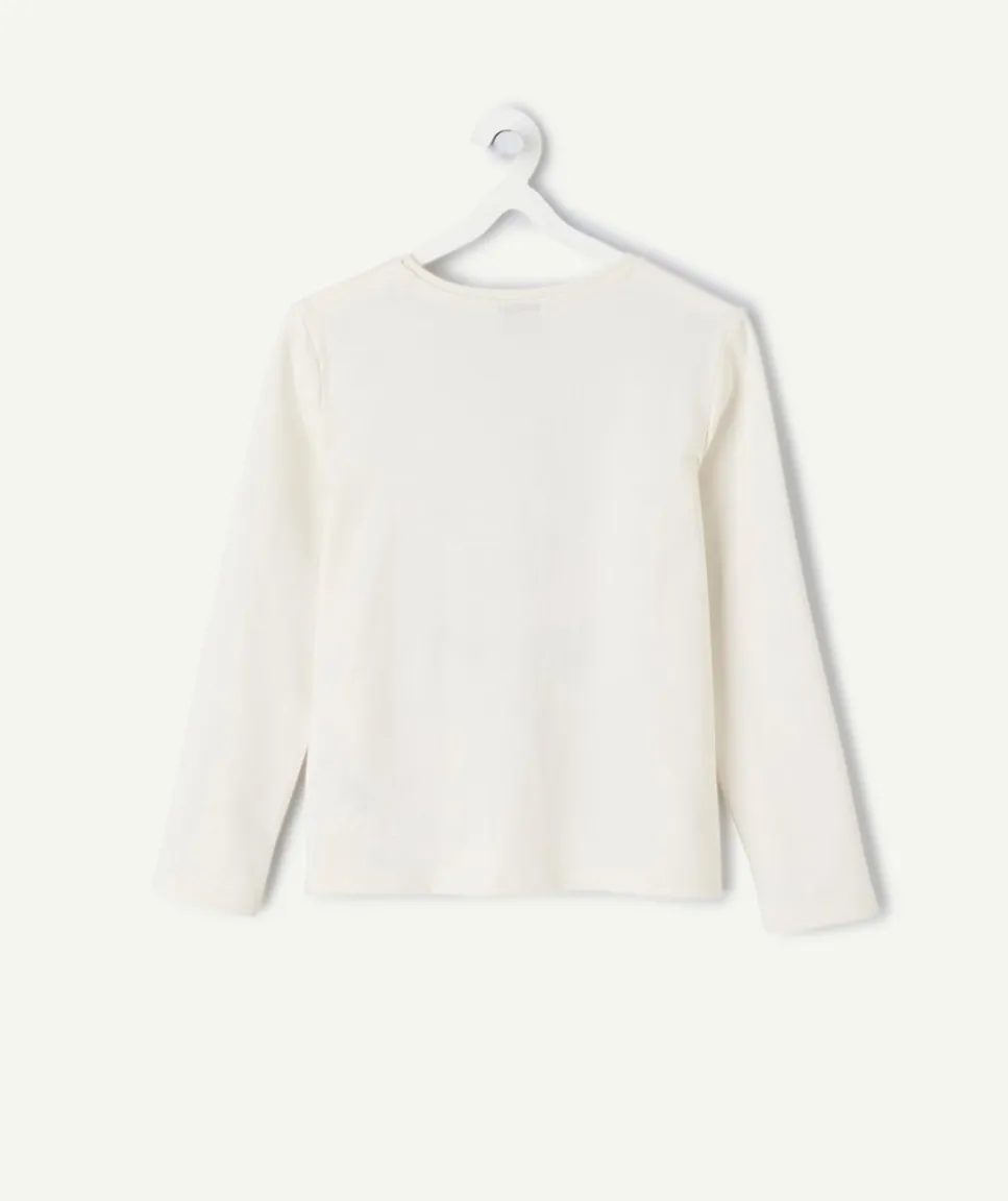 T-shirt manches longues fille imprimé blanc