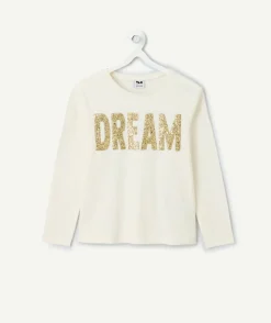 T-shirt manches longues fille imprimé pailleté
