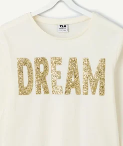 T-shirt manches longues fille imprimé pailleté