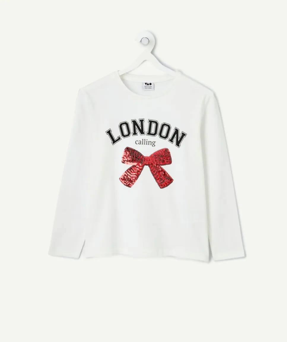 T-shirt manches longues fille blanc imprimé london