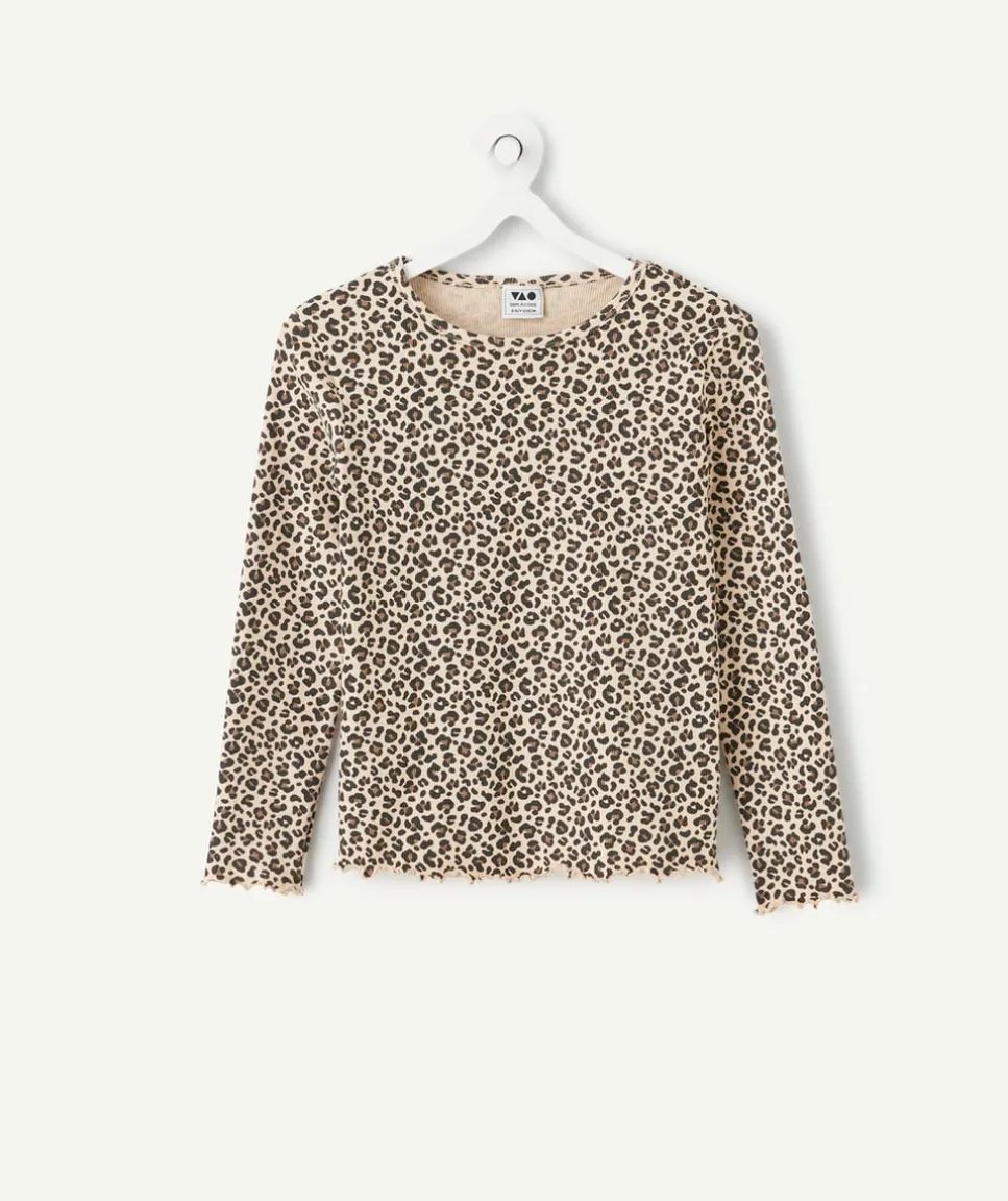 T-shirt manches longues fille imprimé léopard