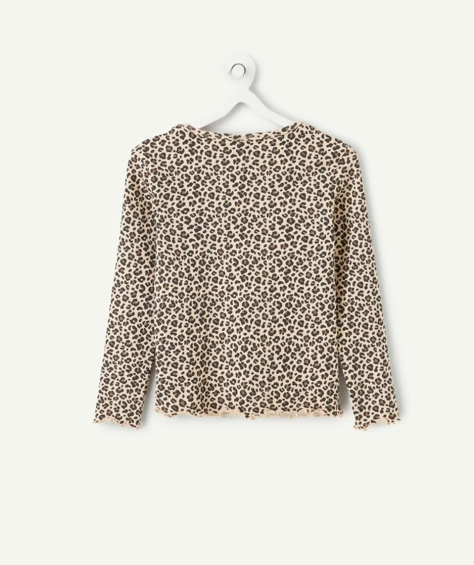 T-shirt manches longues fille imprimé léopard