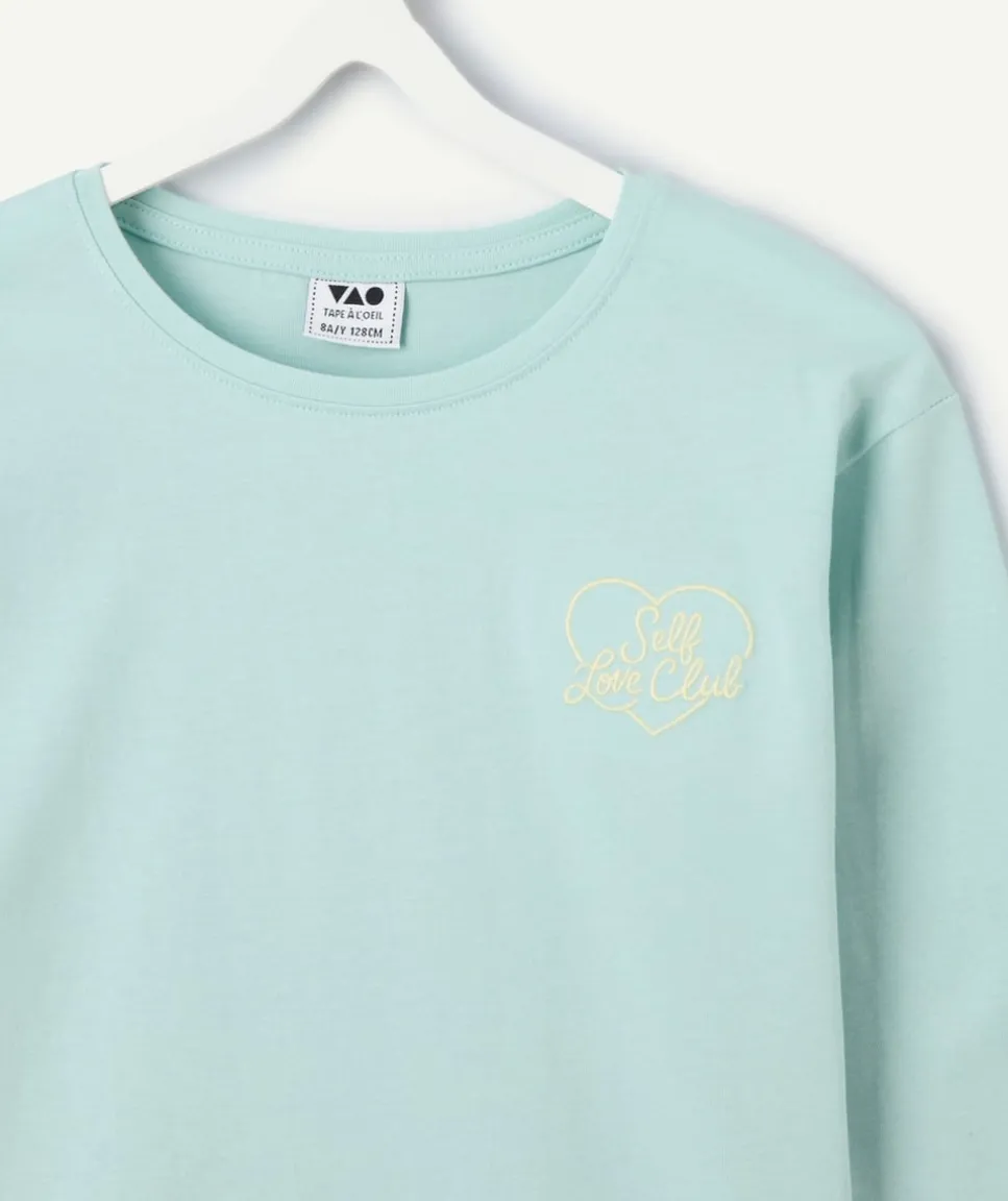 T-shirt manches longues fille mint message cœur