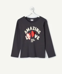 T-shirt manches longues fille imprimé sequins