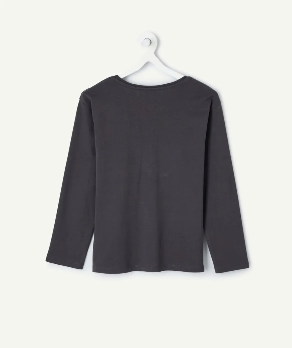 T-shirt manches longues fille imprimé sequins