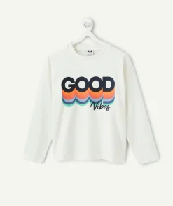 T-shirt manches longues garçon blanc imprimé