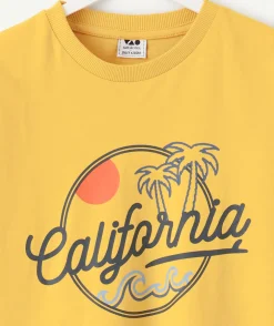 T-shirt manches longues garçon jaune imprimé