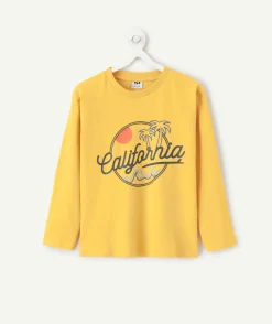 T-shirt manches longues garçon jaune imprimé