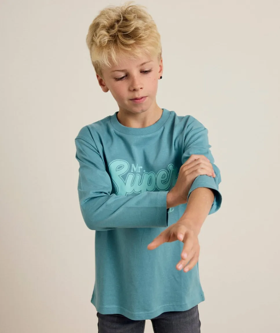 T-shirt manches longues garçon bleu
