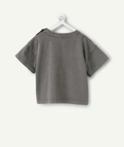 T-shirt oversize bébé garçon gris imprimé message