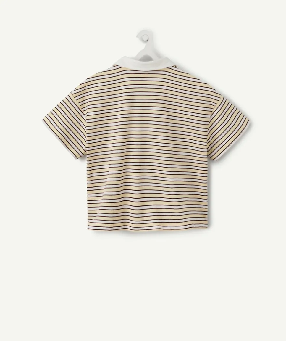 T-shirt polo fille court rayé