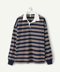 T-shirt polo garçon oversize rayé