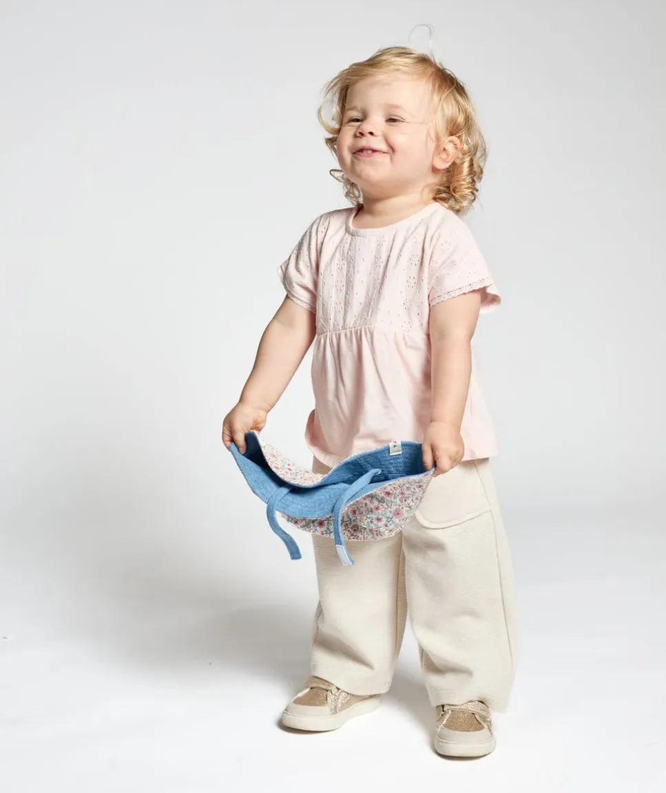 T-shirt rose a broderie anglaise fille