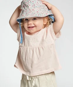 T-shirt rose a broderie anglaise fille
