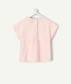 T-shirt rose a broderie anglaise fille