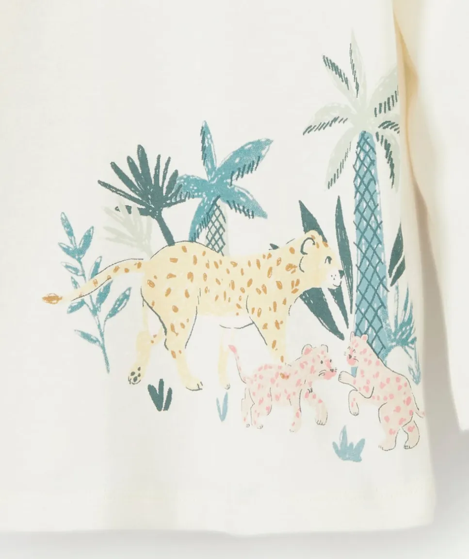 T-shirt évolutif à manches longues bébé fille en fibres recyclées