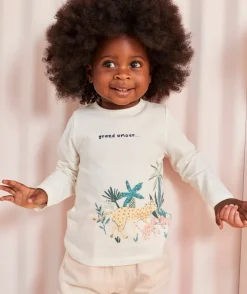 T-shirt évolutif à manches longues bébé fille en fibres recyclées