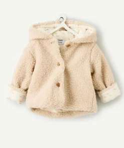 Veste bébé en sherpa beige avec petites oreilles