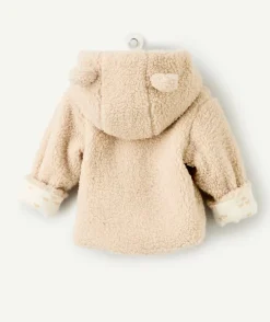 Veste bébé en sherpa beige avec petites oreilles