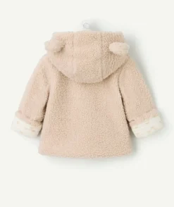 Veste bébé en sherpa beige avec petites oreilles