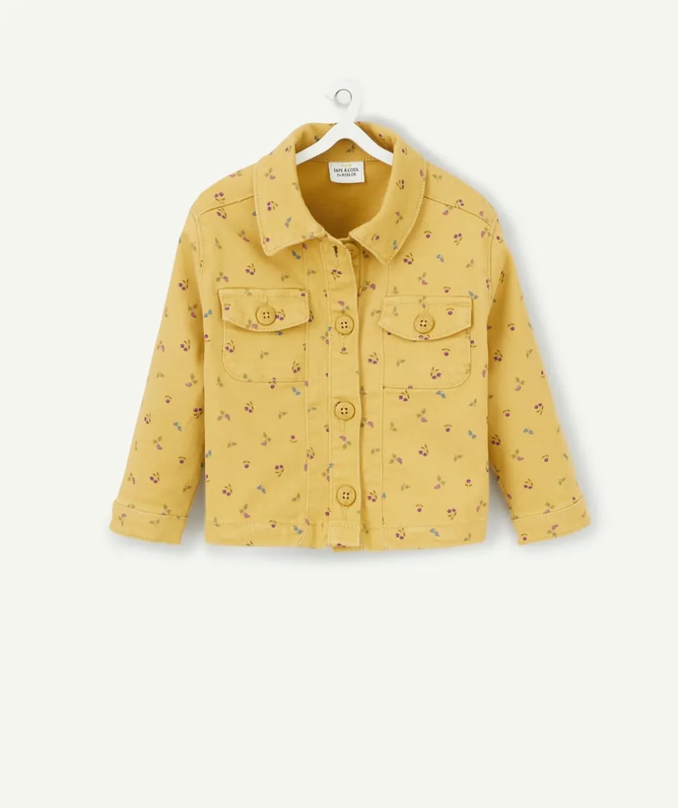 Veste bébé fille en fibres recyclées jaune imprimé fleuri
