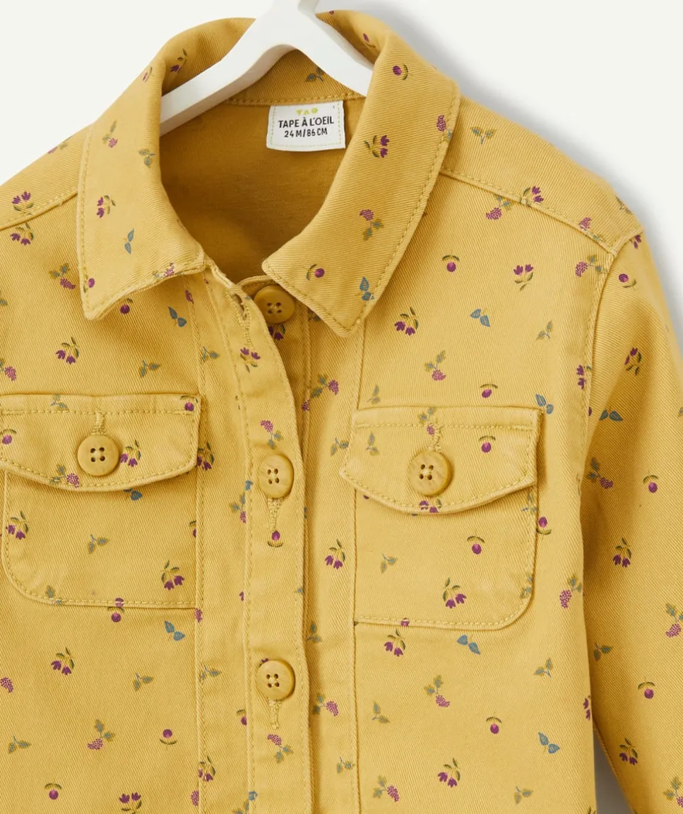 Veste bébé fille en fibres recyclées jaune imprimé fleuri