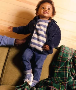 Veste bébé garçon en velours bleu marine