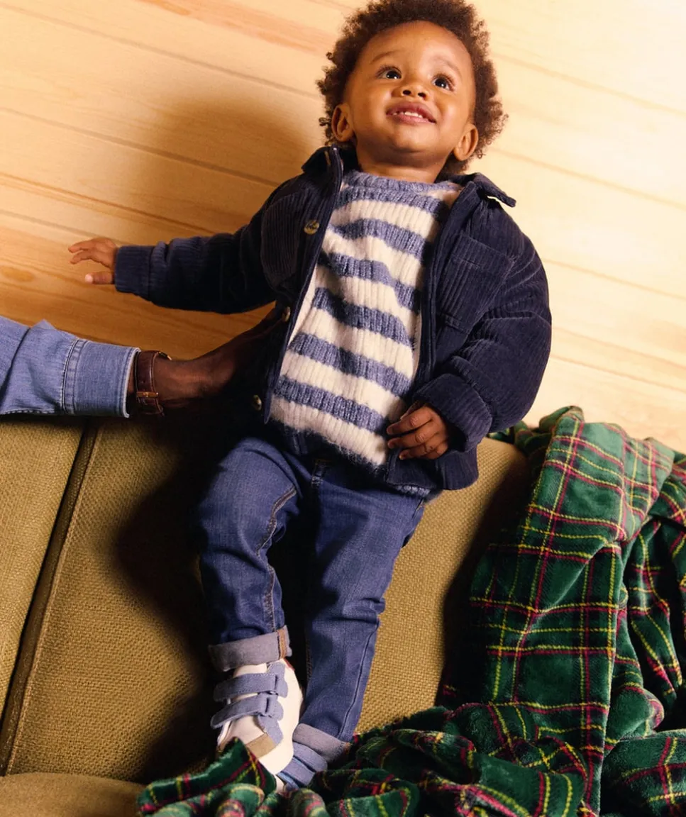 Veste bébé garçon en velours bleu marine