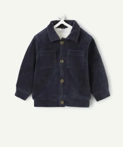 Veste bébé garçon en velours bleu marine