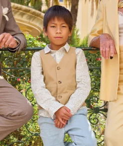 Veste de cérémonie garçon sans manches beige