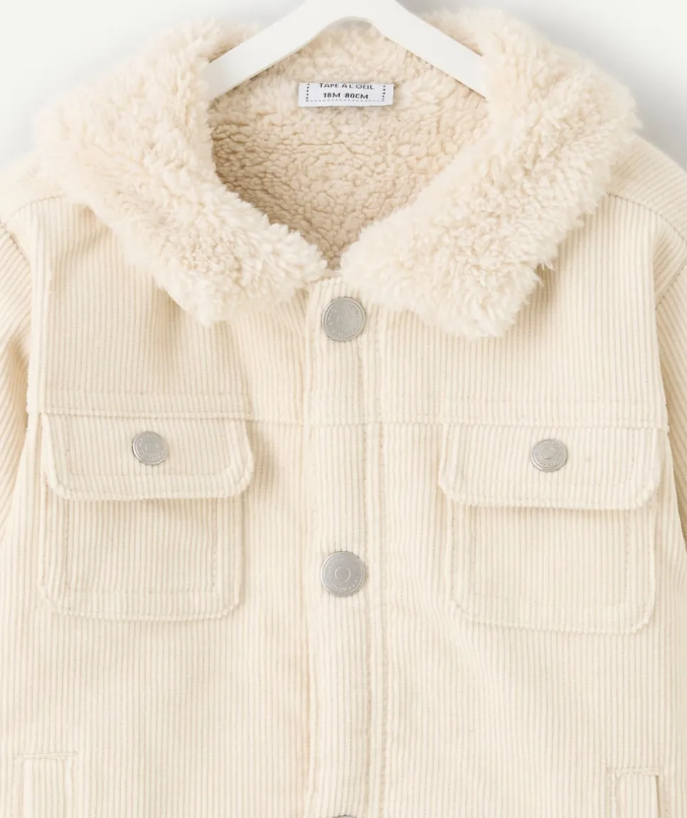 Veste en jean bébé garçon écru doublée sherpa