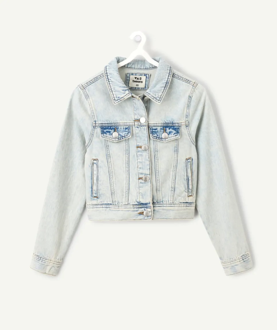 Veste en jean délavée fille