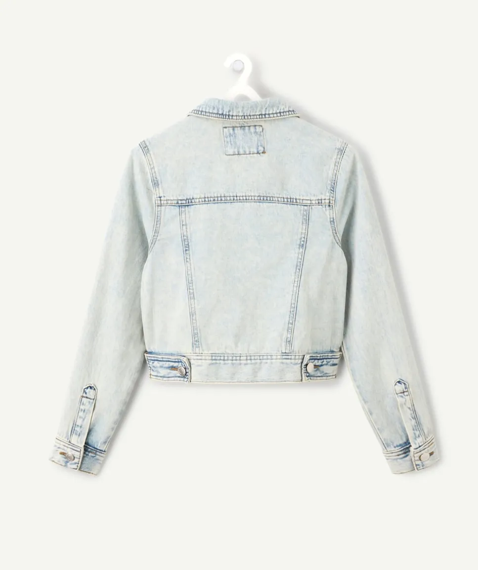 Veste en jean délavée fille