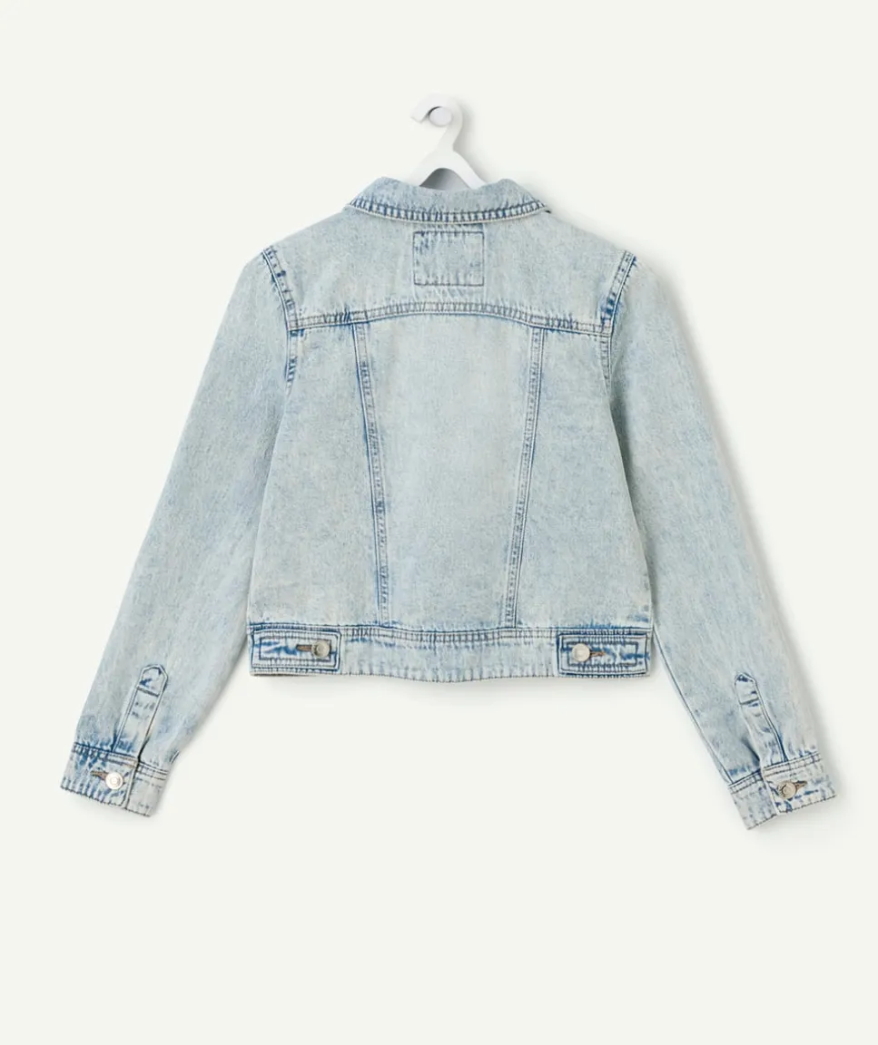 Veste en jean délavée fille