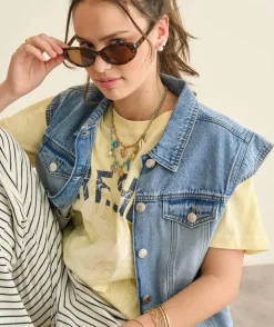 Veste en jean fille sans manches