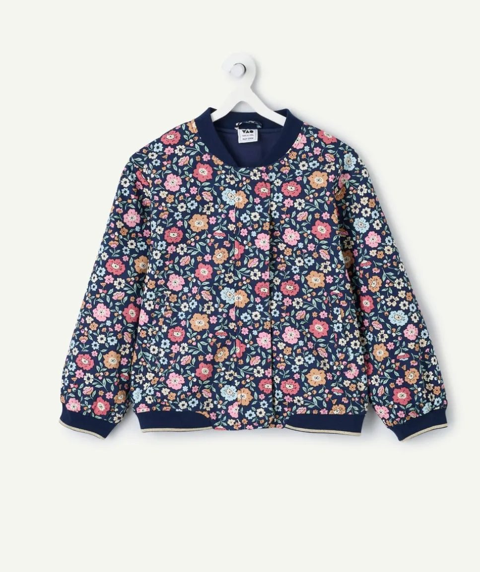 Veste fille bleu marine fleurie