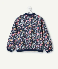 Veste fille bleu marine fleurie