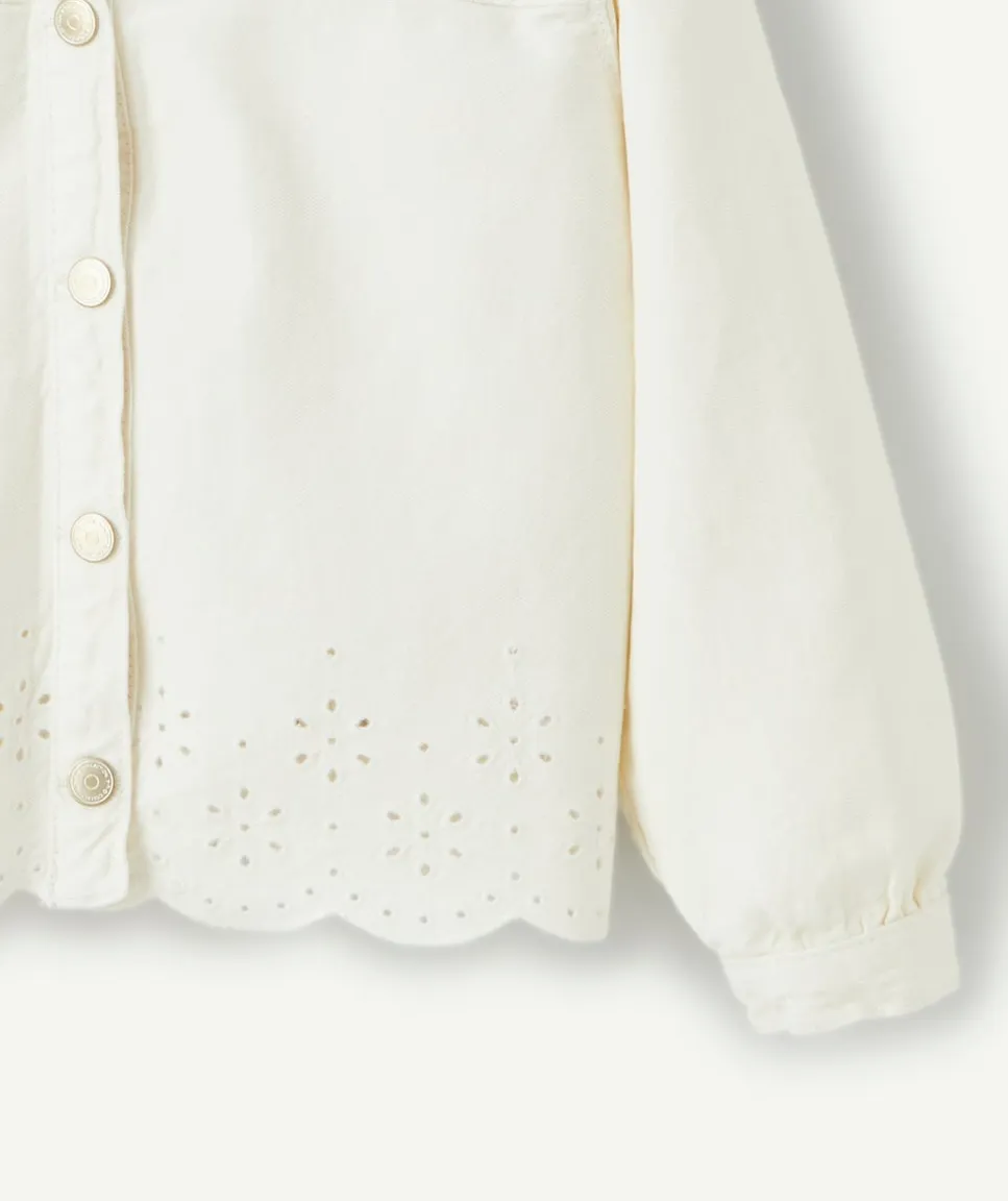 Veste fille écru broderie