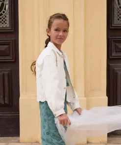 Veste fille écru broderie