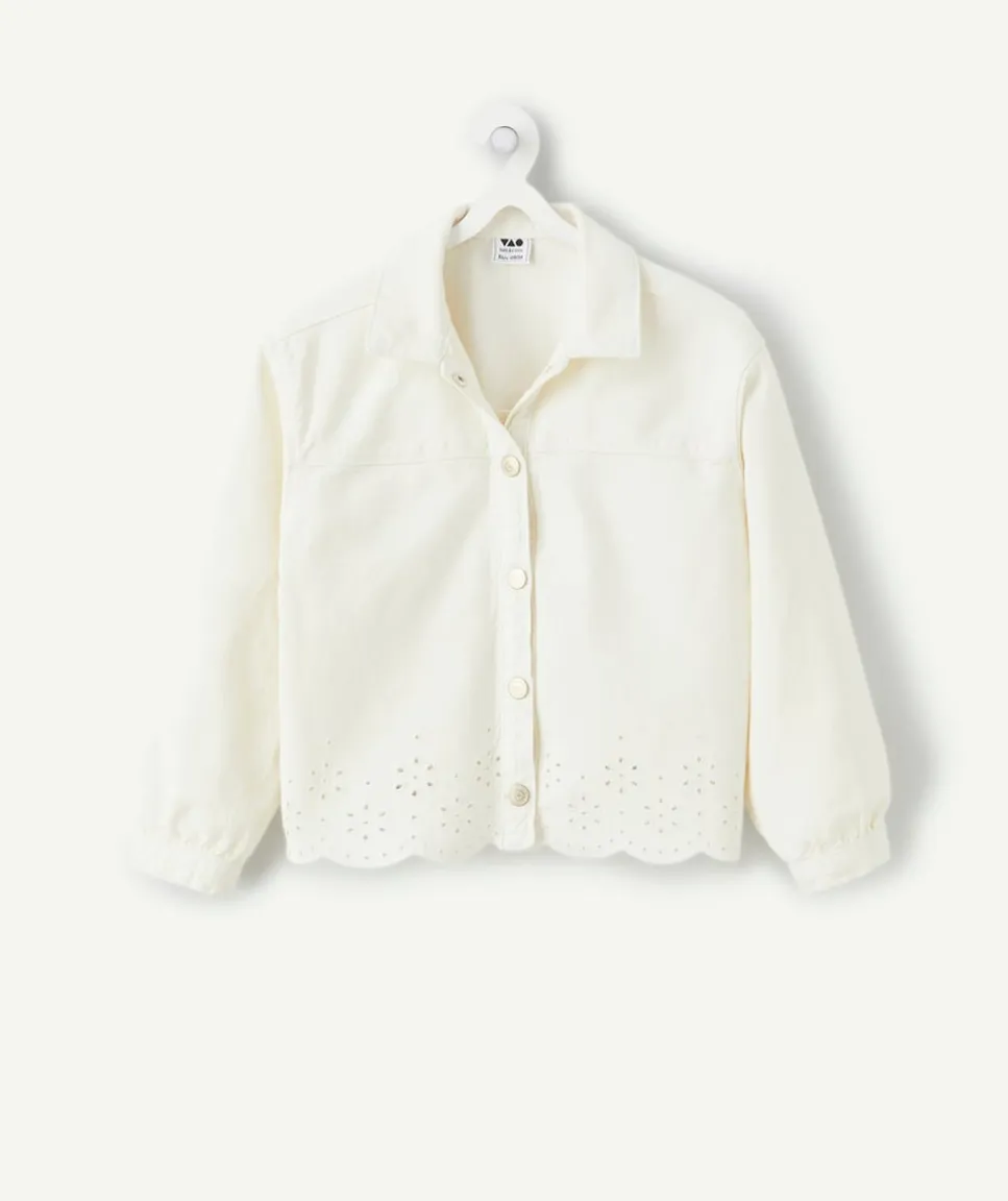 Veste fille écru broderie