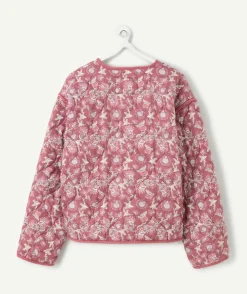 Veste fille matelassée fleuri rose