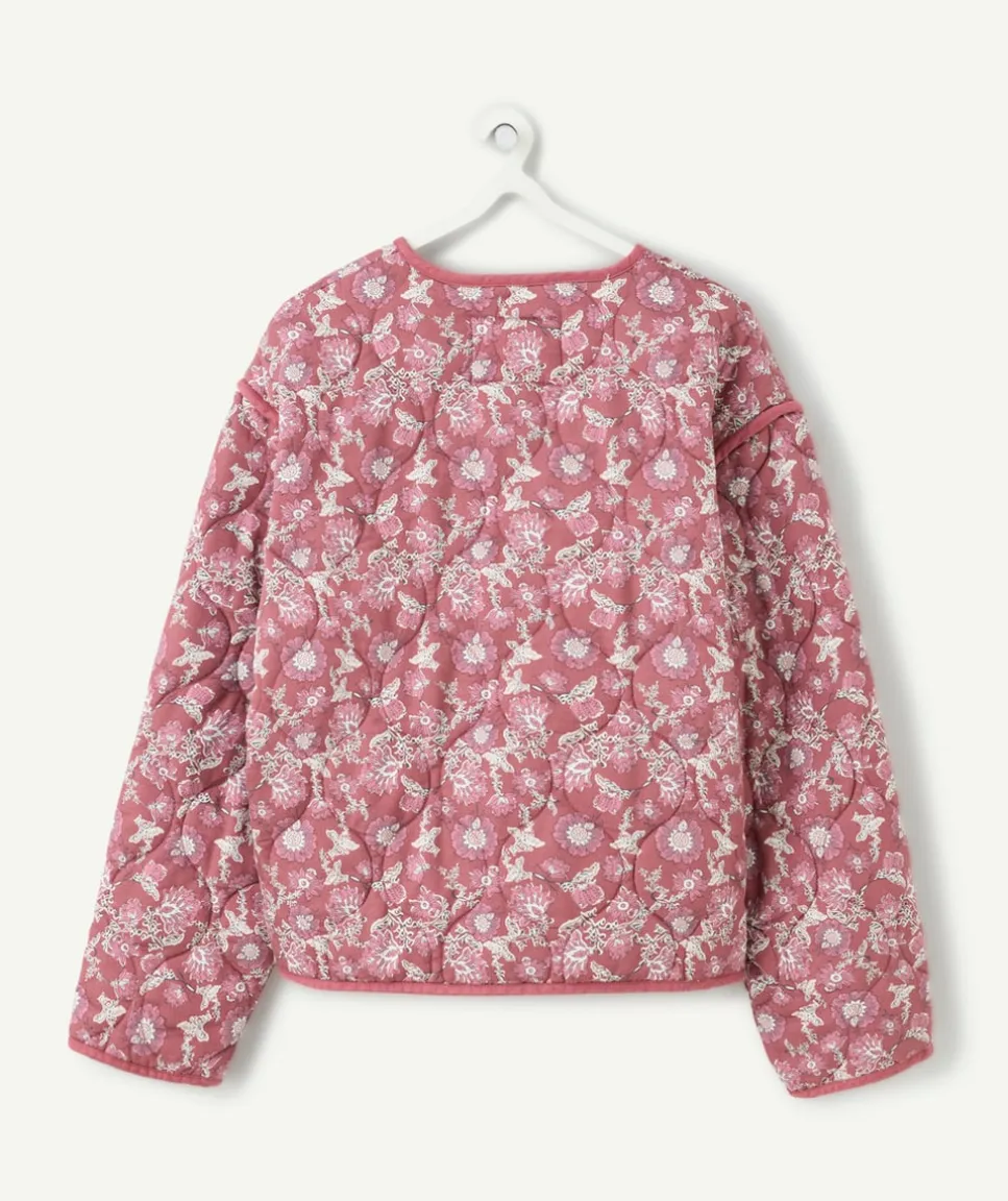 Veste fille matelassée fleuri rose