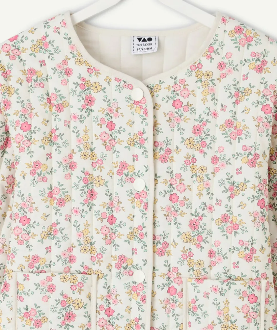 Veste fille matelassée imprimé fleuri