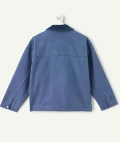 Veste garçon bleu zip col contrasté