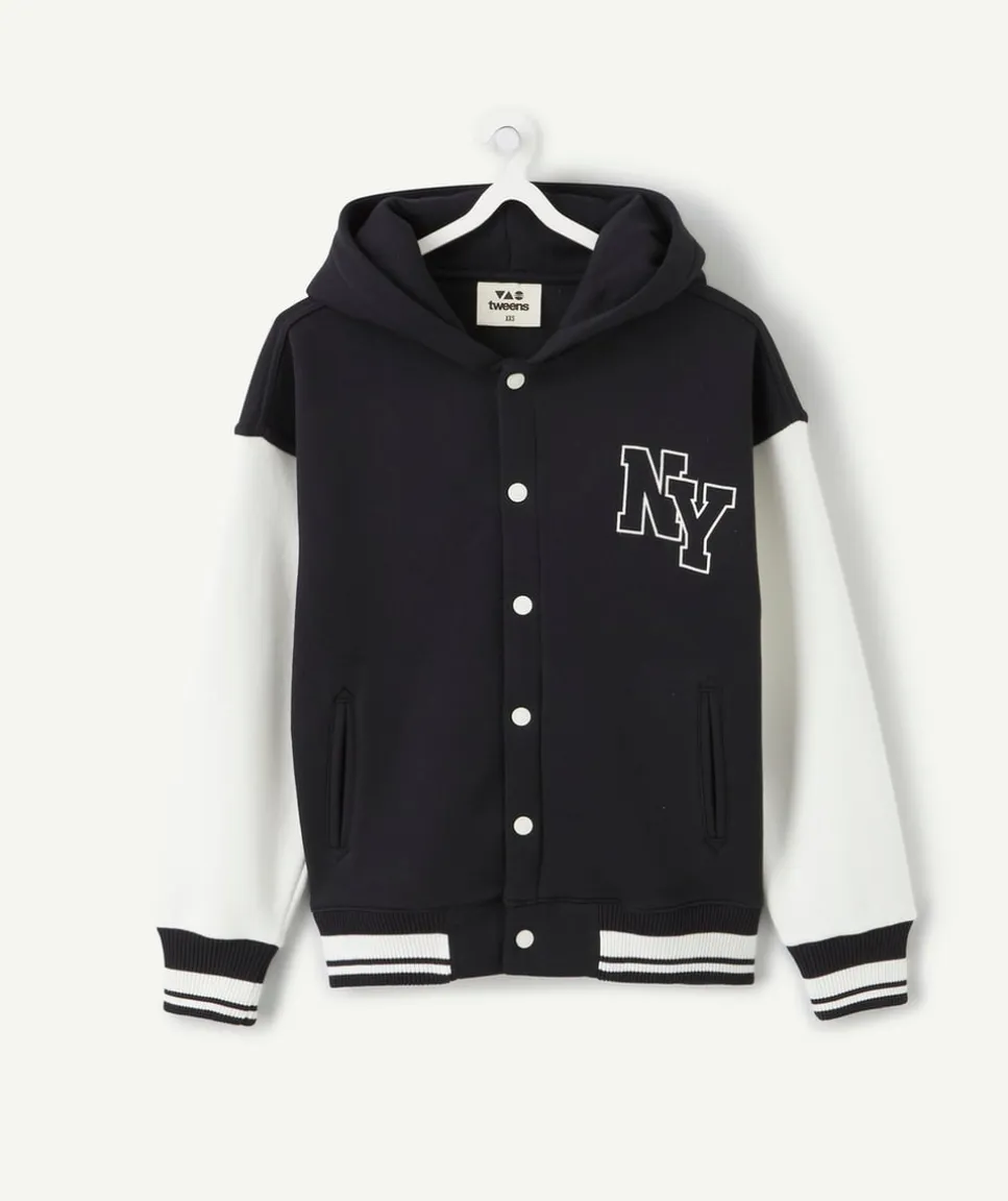 Veste garçon noir imprimé varsity