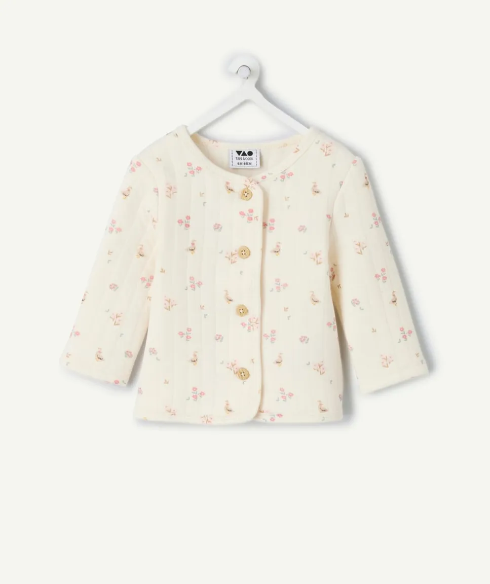 Veste naissance fille imprimé fleuri