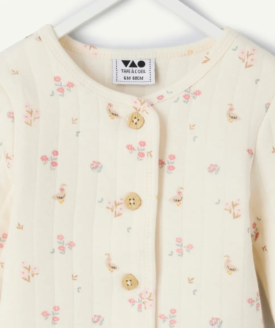 Veste naissance fille imprimé fleuri