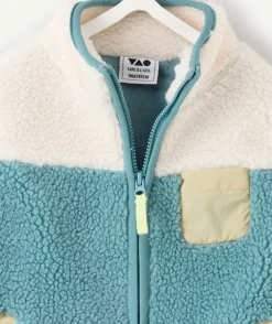 Veste sans manches bébé garçon sherpa bleue et blanche