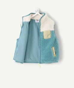 Veste sans manches bébé garçon sherpa bleue et blanche