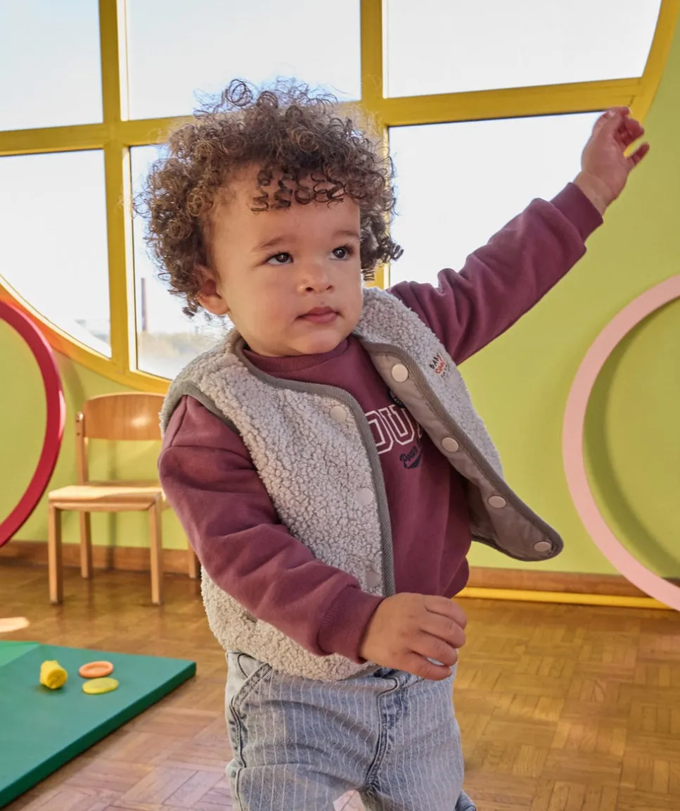 Veste sans manches bébé garçon sherpa réversible